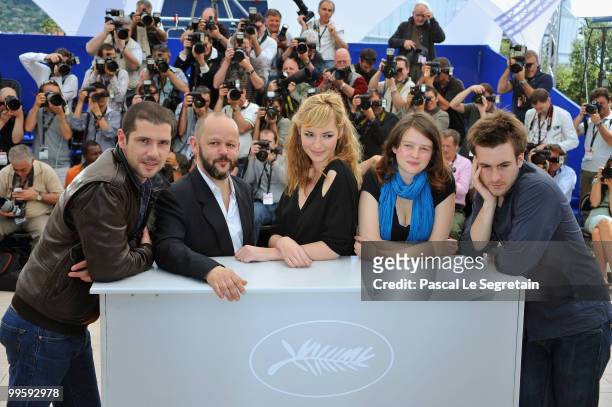 Actor Melvil Poupaud, Director Gilles Marchand, actresses Louise Bourgoin, Pauline Etienne and Actor Gregoire Leprince-Ringuet attend the "Black...