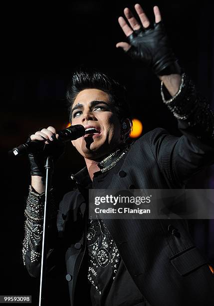 Vocalist Adam Lambert performs at KIIS FM's 2010 Wango Tango Concert at Nokia Theatre L.A. Live on May 15, 2010 in Los Angeles, California.