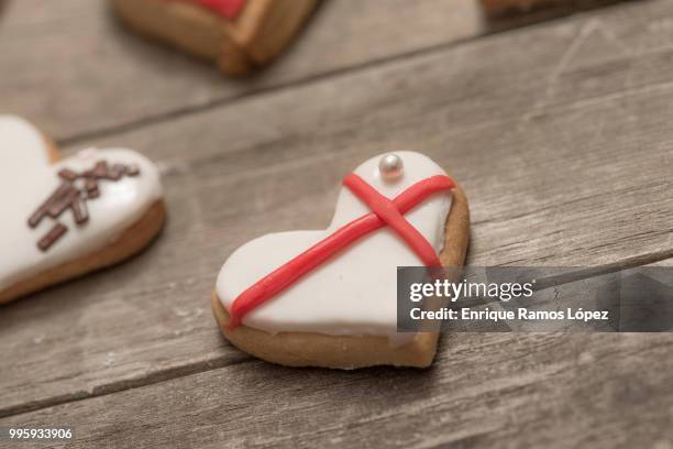 several delicious cookies with icing - animal internal organ stockfoto's en -beelden