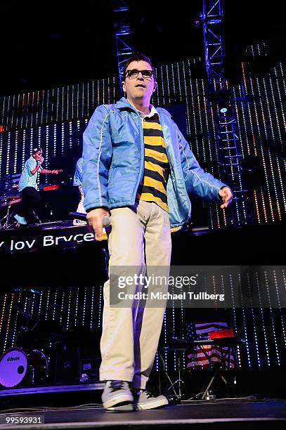 Singer Rivers Cuomo of Weezer performs at 102.7 KIIS-FM's Wango Tango 2010 show, held at the Staples Center on May 15, 2010 in Los Angeles,...