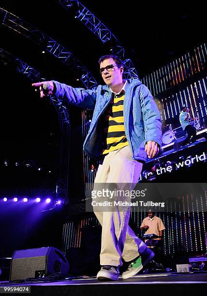 Singer Rivers Cuomo of Weezer performs at 102.7 KIIS-FM's Wango Tango 2010 show, held at the Staples Center on May 15, 2010 in Los Angeles,...