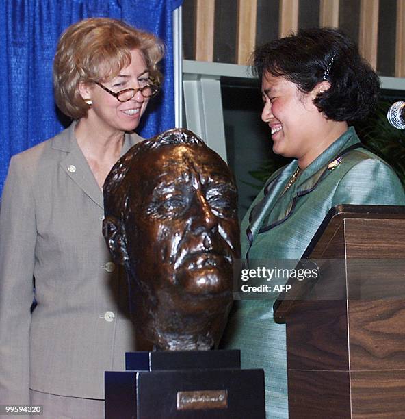 Thailand's Crown Princess Maha Chakri Sirindhorn accepts the Franklin Delano Roosevelt International Disability Award on behalf of Thailand on 02...