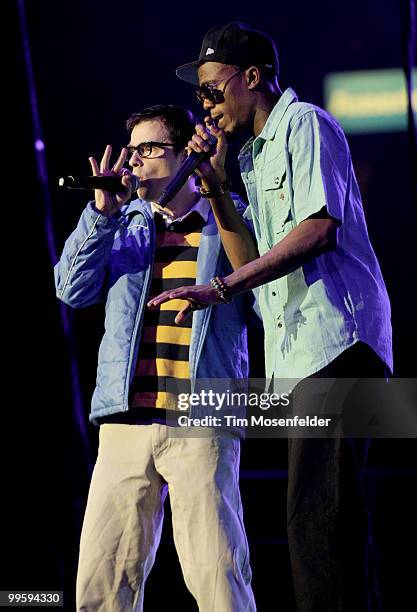 Rivers Cuomo and B.o.B. Perform as part of KIIS FM's Wango Tango 2010 at Staples Center on May 15, 2010 in Los Angeles, California.