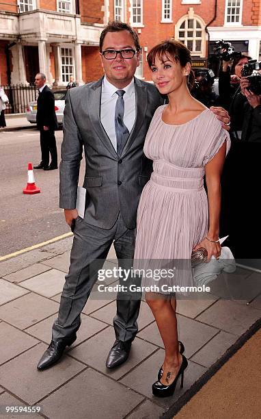 Alan Carr and Natalie Imbruglia attend the wedding of David Walliams and Lara Stone at Claridge's Hotel on May 16, 2010 in London, England.