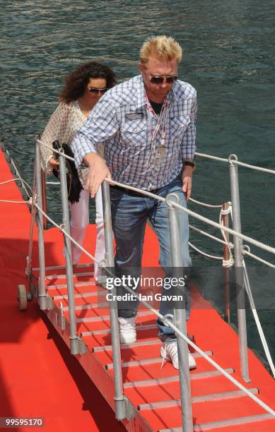 Boris Becker and his wife Sharlely Becker arrive at the Red Bull Formula 1 Energy Station on May 16, 2010 in Monaco, France.