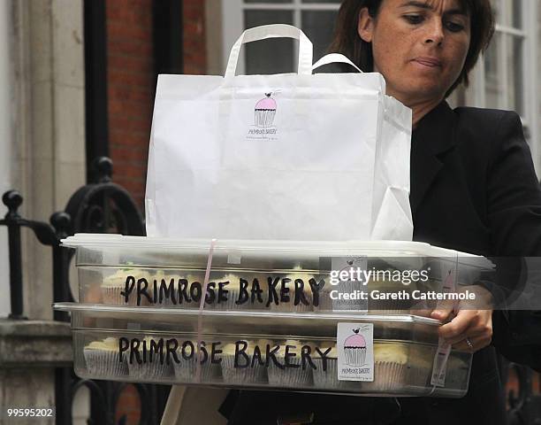 Cakes are delivered to the wedding of David Walliams and Lara Stone at Claridge's Hotel on May 16, 2010 in London, England.