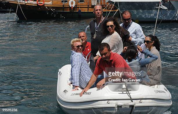 Boris Becker and his wife Sharlely Becker arrive at the Red Bull Formula 1 Energy Station on May 16, 2010 in Monaco, France.