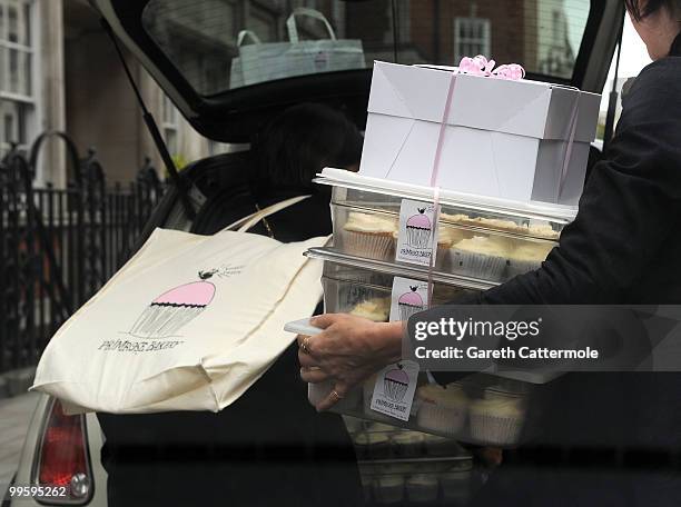 Cakes are delivered to the wedding of David Walliams and Lara Stone at Claridge's Hotel on May 16, 2010 in London, England.