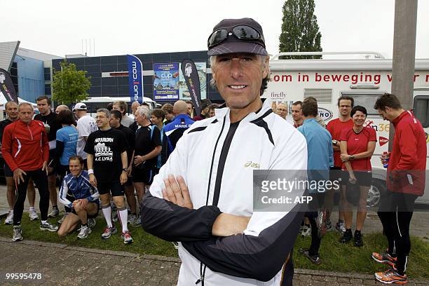 "Marathonman" Stefaan Engels poses on May 16, 2010 in Gent before running his hundredth marathon in one hundred days. According to his website,...