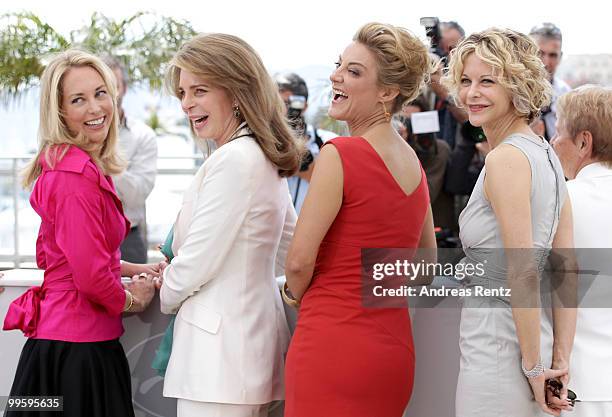Valerie Plame Wilson, Queen Noor of Jordan, Director Lucy Walker and Meg Ryan attend the "Countdown To Zero" Photocall at the Palais des Festivals...