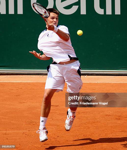 Andreas Beck of Germany in action during his match against Paul-Henri Mathieu of France during day one of the ARAG World Team Cup at the Rochusclub...