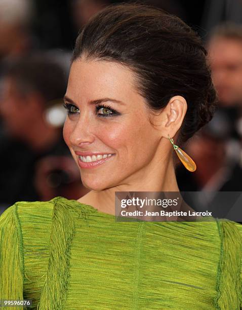 Evangeline Lilly attends the 'You Will Meet A Tall Dark Stranger' Premiere held at the Palais des Festivals during the 63rd Annual International...