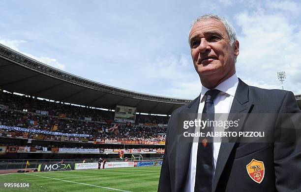 Roma's coach Claudio Ranieri stands prior his team's last Italian serie A football match af the season against Chievo, at Marc'Antonio Bentegodi...