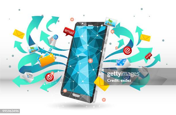 mailing app on smartphone - mailing stock illustrations