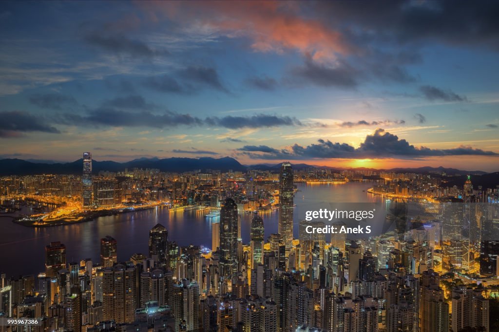Hong Kong City Sunrise at Victoria park