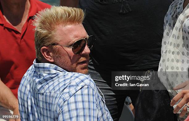 Boris Becker arrives at the Red Bull Formula 1 Energy Station on May 16, 2010 in Monaco, France.