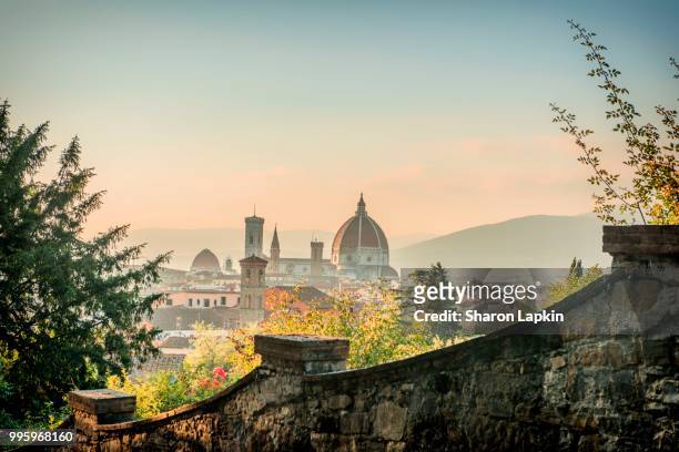 view of florence at twilight - campanile florence stock pictures, royalty-free photos & images