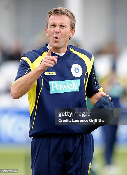 Dominic Cork of Hampshire shares a joke with a spectator during the Clydesbank Bank 40 League match between Nottinghamshire Outlaws and Hampshire...