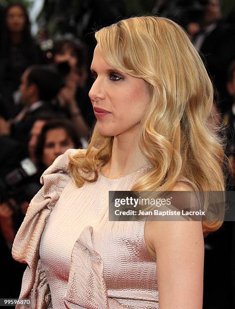 Lucy Punch attends the 'You Will Meet A Tall Dark Stranger' premiere at the Palais des Festivals during the 63rd Annual Cannes Film Festival on May...