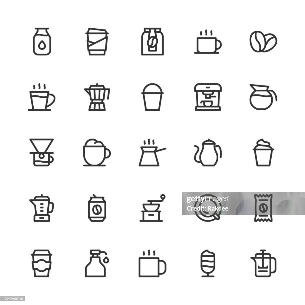 Iconos de café - línea serie