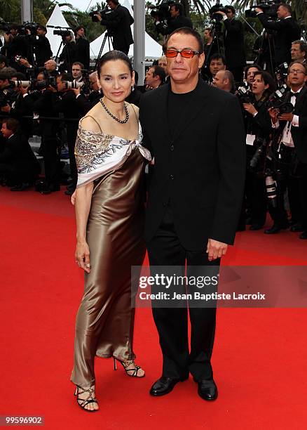 Jean-Claude Van Damme attends the 'You Will Meet A Tall Dark Stranger' premiere at the Palais des Festivals during the 63rd Annual Cannes Film...