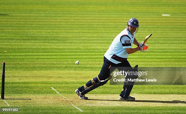 Robert Key of Kent edges the ball towards the boundary during the Clydesdale Bank 40 match betwen Warwickshire and Kent at Edgbaston on May 16, 2010...