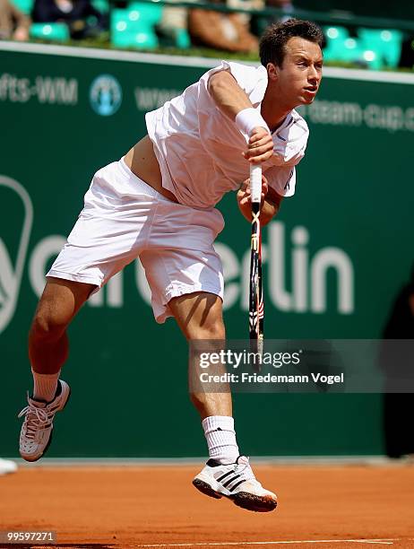 Philipp Kohlschreiber of Germany in action during his match against Jeremy Chardy of France during day one of the ARAG World Team Cup at the...