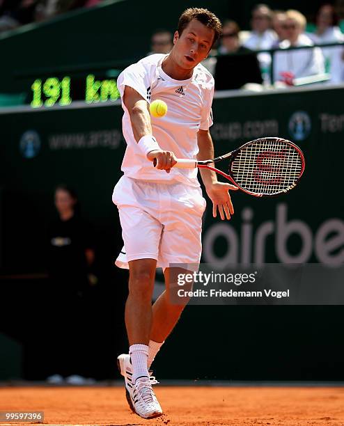 Philipp Kohlschreiber of Germany in action during his match against Jeremy Chardy of France during day one of the ARAG World Team Cup at the...