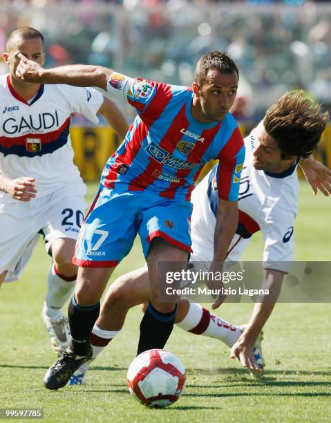 Giuseppe Mascar of Catania Calcio is shown in action during the Serie A match between Catania Calcio and Genoa CFC at Stadio Angelo Massimino on May...