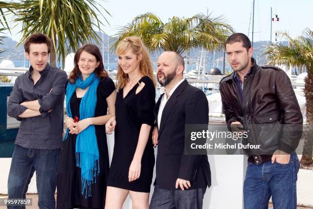 Gregoire Leprince-Ringuet, Pauline Etienne, Louis Bourgoin, Gilles Marchand and Melvil Poupaud attend the 'Black Heaven' Photocall at the Palais des...