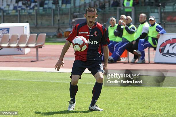 Alessandro Agostini of Cagliari during the Serie A match between Cagliari Calcio and Bologna FC at Stadio Sant'Elia on May 16, 2010 in Cagliari,...