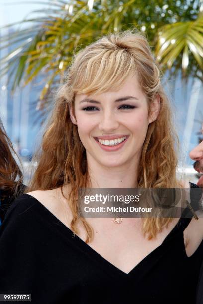 Louise Bourgoin attends the 'Black Heaven' Photocall at the Palais des Festivals during the 63rd Annual Cannes Film Festival on May 16, 2010 in...