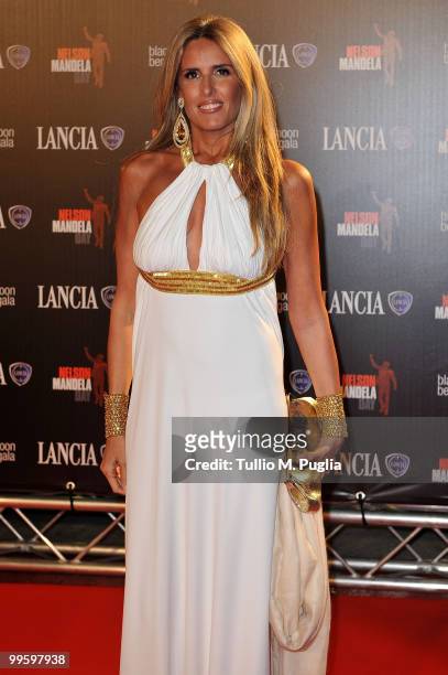 Tiziana Rocca attends the Black Moon Benefit Gala for the Mandela Foundation, hosted by Lancia on board of the Signora del Vento on May 15, 2010 in...