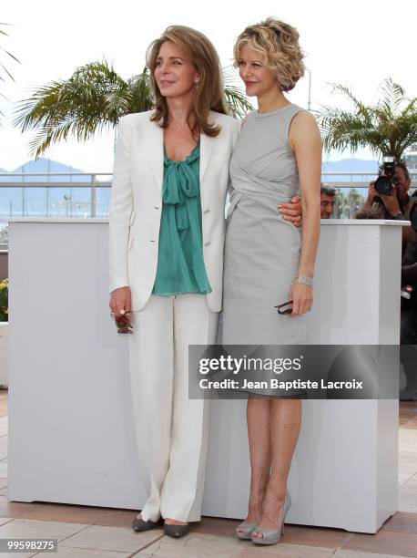 Queen Noor of Jordan and Meg Ryan attend the 'Countdown to Zero' Photo Call held at the Palais des Festivals during the 63rd Annual International...