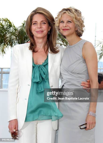 Queen Noor of Jordan and Meg Ryan attend the 'Countdown to Zero' Photo Call held at the Palais des Festivals during the 63rd Annual International...