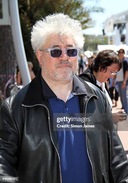 Director Pedro Almodovar walks on May 16, 2010 in Cannes, France.
