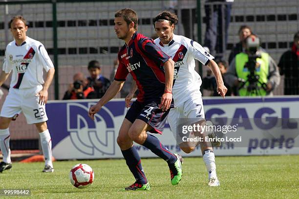 Daniele Dessena of Cagliari in action during the Serie A match between Cagliari Calcio and Bologna FC at Stadio Sant'Elia on May 16, 2010 in...