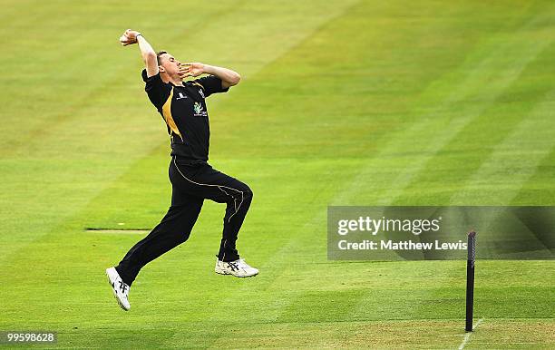 Rikki Clarke of Warwickshire in action during the Clydesdale Bank 40 match betwen Warwickshire and Kent at Edgbaston on May 16, 2010 in Birmingham,...