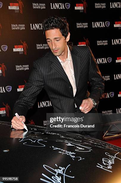 Actor Adrien Brody attends the Black Moon Benefit Gala for the Mandela Foundation, hosted by Lancia on board of the Signora del Vento on May 15, 2010...