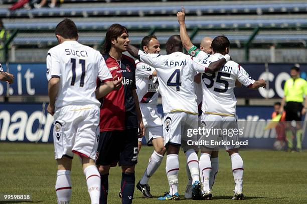 Adailton of Bologna celebrates the goal during the Serie A match between Cagliari Calcio and Bologna FC at Stadio Sant'Elia on May 16, 2010 in...