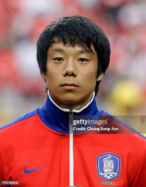 Yeom Ki-Hun of South Korea poses during the international friendly match between South Korea and Ecuador at Seoul Worldcup stadium on May 16, 2010 in...