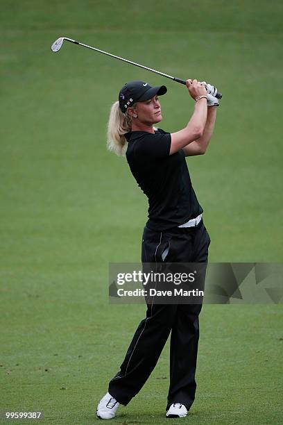 Suzann Pettersen of Norway hits to the third green during final round play in the Bell Micro LPGA Classic at the Magnolia Grove Golf Course on May...