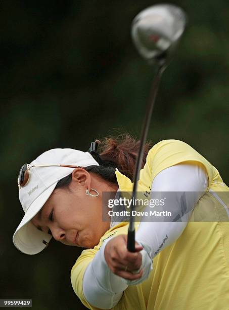 Jee Young Lee of South Korea hits her drive on the third tee during final round play in the Bell Micro LPGA Classic at the Magnolia Grove Golf Course...