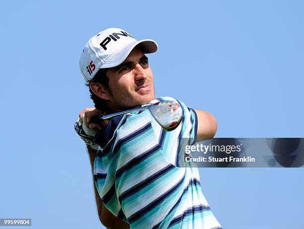 Alejandro Canizares of Spain plays his tee shot on the 17th hole during the playoff against Peter Hanson of Sweden during the final round of the Open...