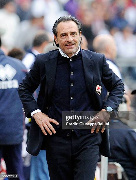 Cesre Prandelli head coach of Fiorentina during the Serie A match between AS Bari and ACF Fiorentina at Stadio San Nicola on May 16, 2010 in Bari,...