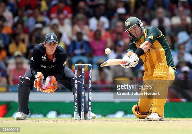 Craig Kieswetter looks on as Cameron White of Australia scores runs during the final of the ICC World Twenty20 between Australia and England played...
