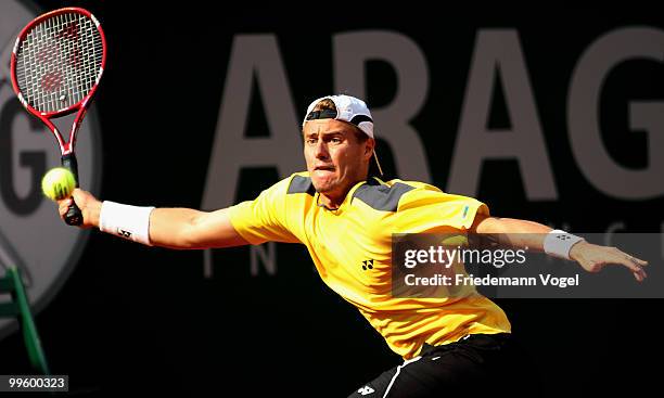 Lleyton Hewitt of Australia in action during his match against John Isner of the USA during day one of the ARAG World Team Cup at the Rochusclub on...