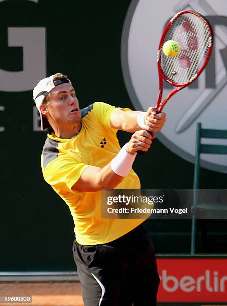 Lleyton Hewitt of Australia in action during his match against John Isner of the USA during day one of the ARAG World Team Cup at the Rochusclub on...