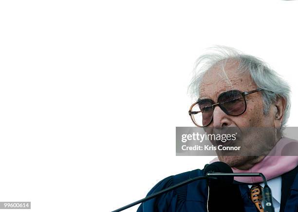 Dave Brubeck speaks during the 2010 George Washington University commencement at the National Mall on May 16, 2010 in Washington, DC.