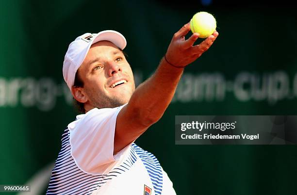 Horacio Zeballos of Argentina in action during his match against Filip Krajinovic of Serbia during day one of the ARAG World Team Cup at the...